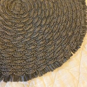 Round Natural Braided Placemats With Fringe Set Of 6